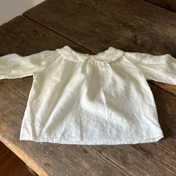 12m Soor Ploom cotton peasant blouse some fading and wear 🤍👀 - Picture 1 of 4